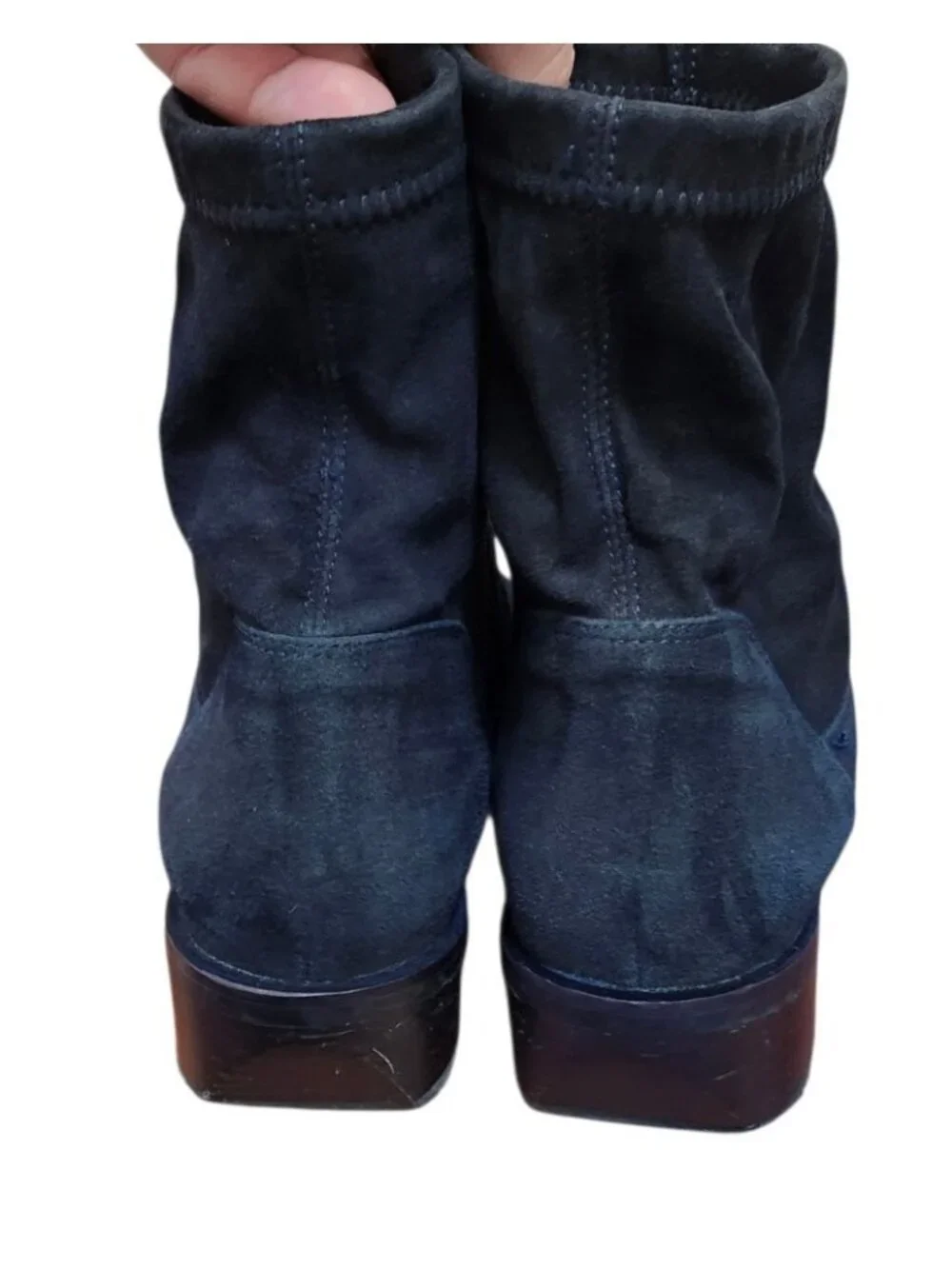 Aquatalia Italy Navy Blue Suede Ankle Boots Women’s 8 Waterproof Sock Booties